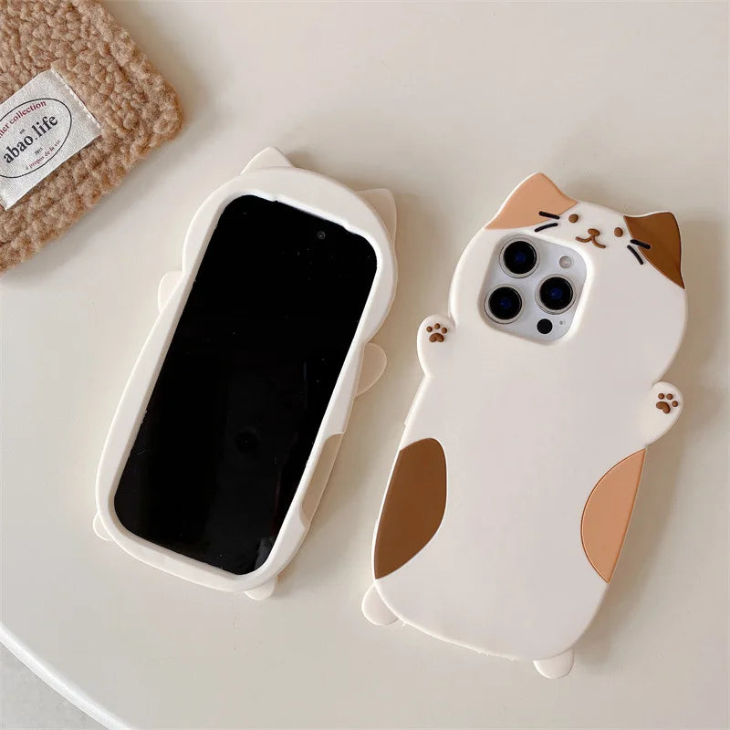 Korean 3D Cute Cartoon Cat Pattern Phone Case For iPhone