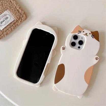 Korean 3D Cute Cartoon Cat Pattern Phone Case For iPhone