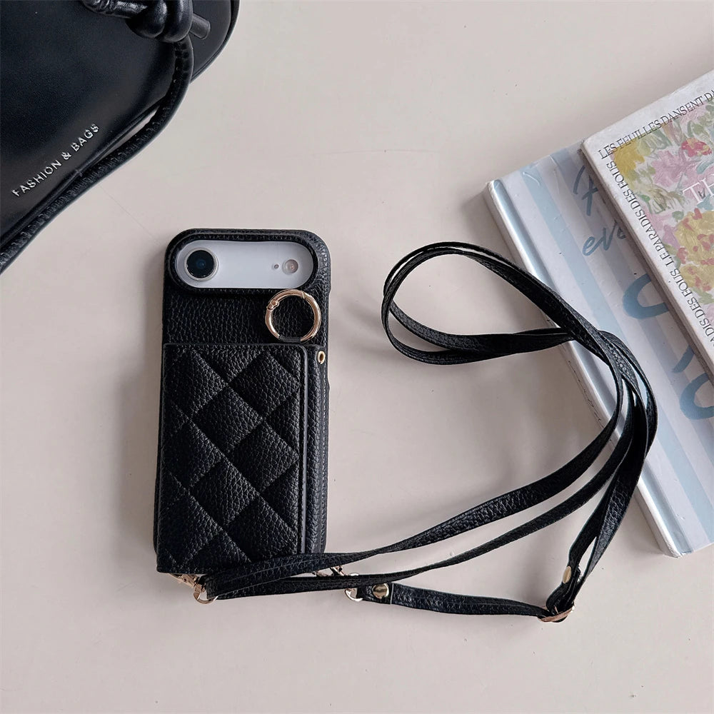 Crossbody Lanyard Card Slot Holder Case For iPhone