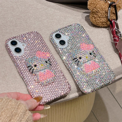 Fashion Girl Pink Crystal Glitter Cute Hello Kitty Diamond Bling Phone Case