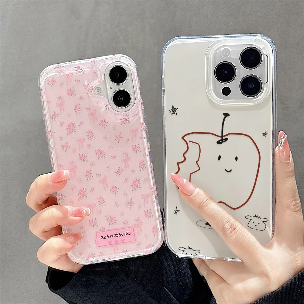 Ins Style Line Fruit Silicone Phone Case For iPhone