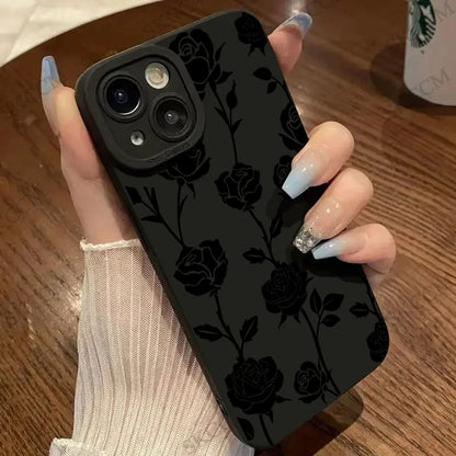 Luxury Matte Soft Silicone Flower Phone Case For iPhone