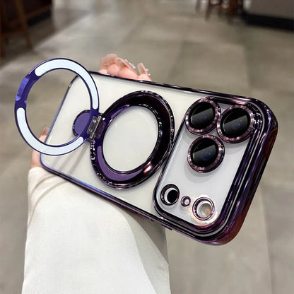 For Magsafe Plating Bracket Stand Case  For iPhone