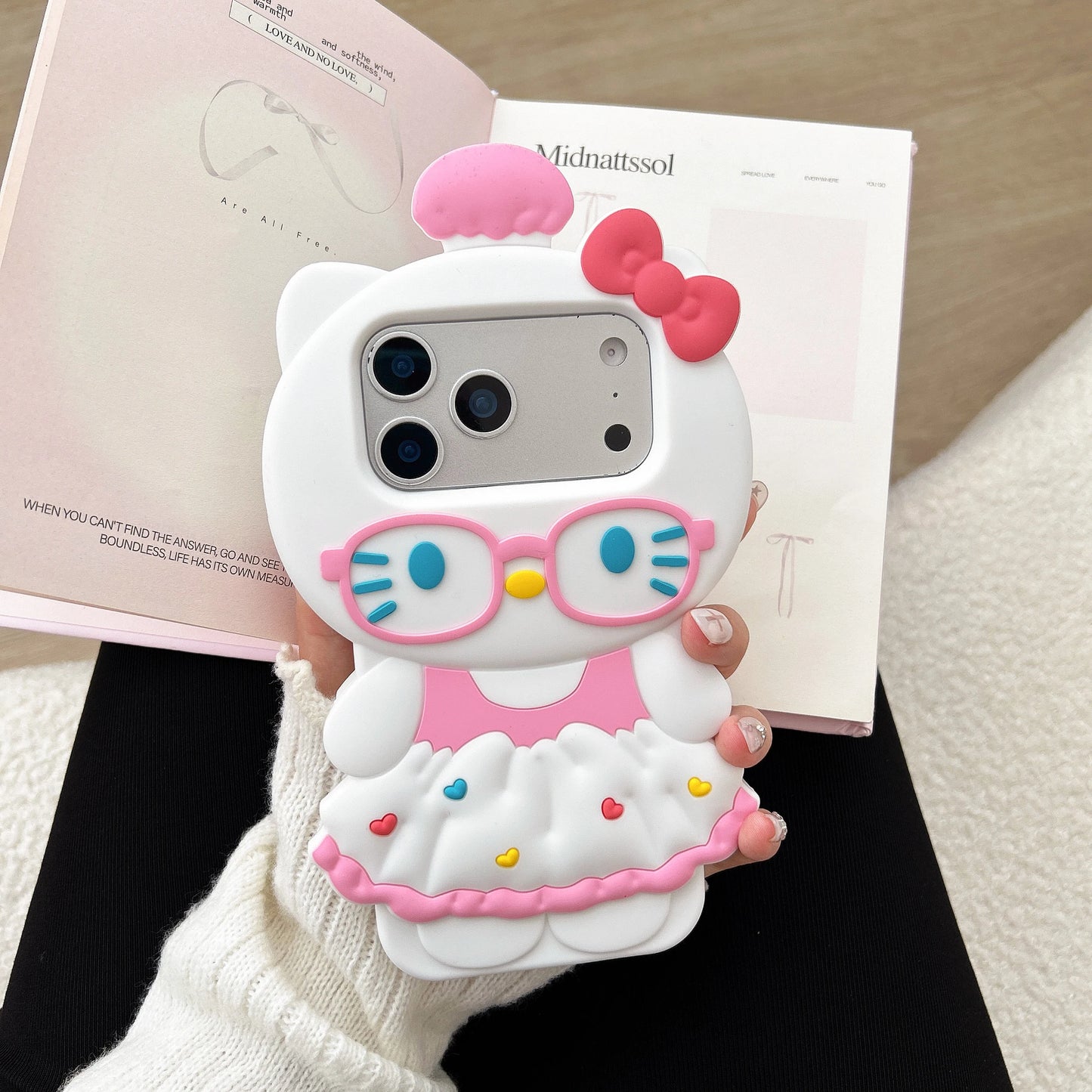 Kawaii 3D Cartoon Hello Kitty Soft Silicone Phone Case For iPhone
