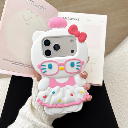 Kawaii 3D Cartoon Hello Kitty Soft Silicone Phone Case For iPhone