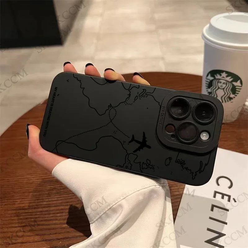 Trave l- Nspired Airplane Route Desian Phone Case For iPhone