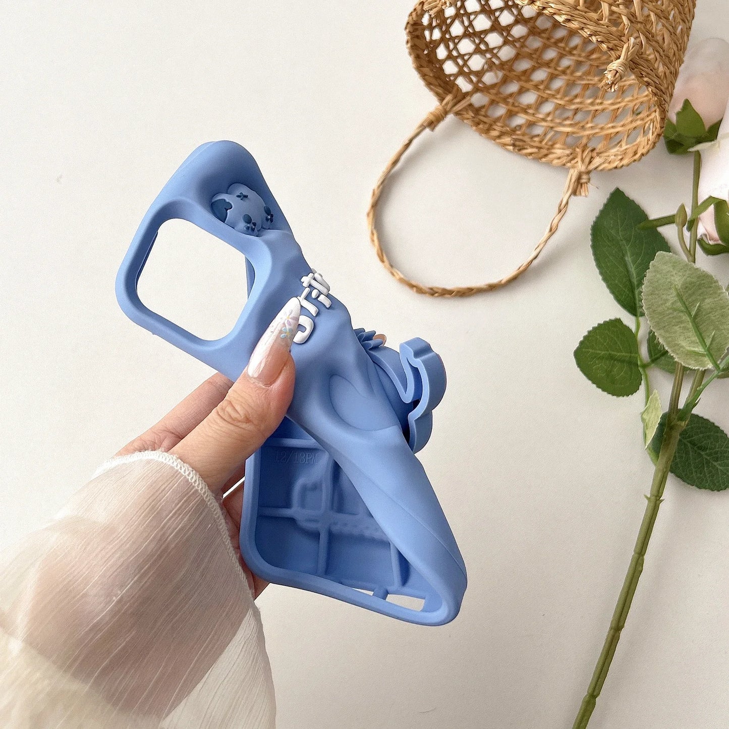 Cute 3D Stitch Head Grip Holder Phone Case For iPhone