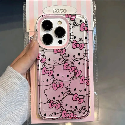 Hello Kitty Bow Full Screen Face Shining Phone Case For iPhone