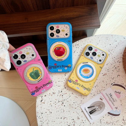 Korean Candy Colors Fold 360° Rotating Vegetable Magnetic Bracket Phone Case For iPhone