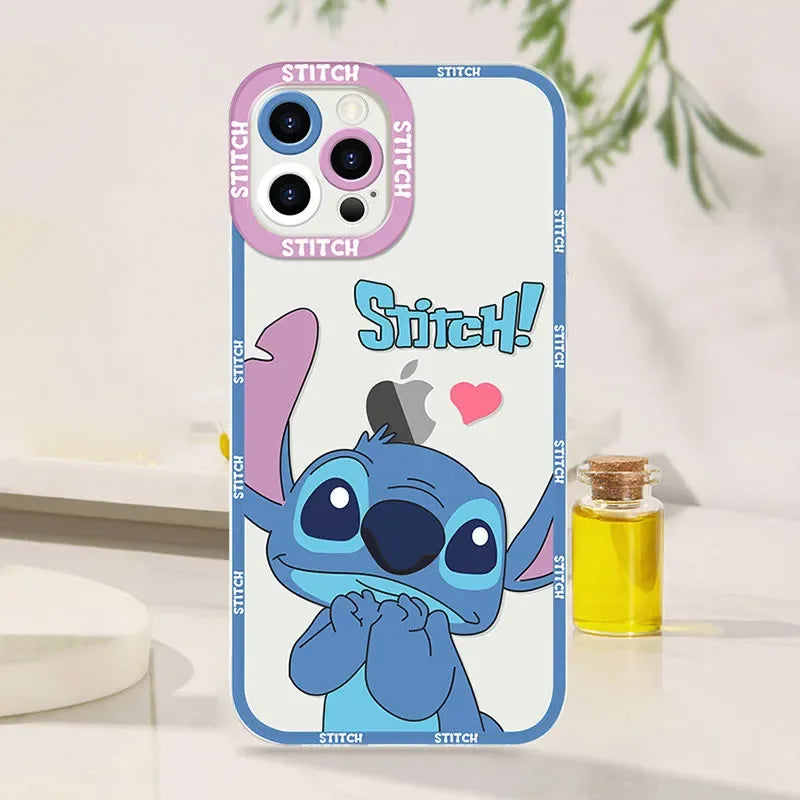 Stitch Happy Lovely Shy Cute Phone Case For iPhone