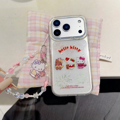 Beautiful Gilded Glitter Pink Hat Kitty Is Suitable For Apple Phone Case