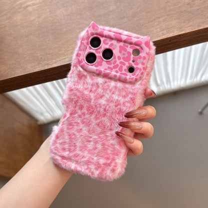 Plush Leopard Phone Case For iPhone
