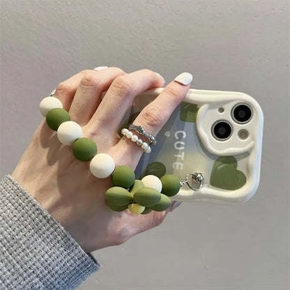 Green Heart Wavy-edge Pattern Phone Case For iPhone