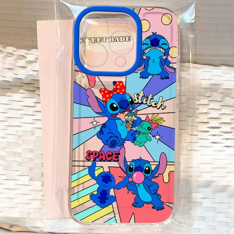 Stitch Kawaii Cute Blue Bow Naughty Angry Ice Cream Phone Case For iPhone