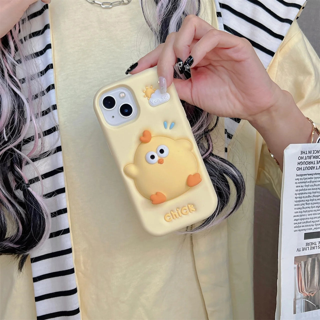 Special Stress Relief Silicone Anti-Drop Case For Bright Yellow Chickens Cartoon Cute For iPhone