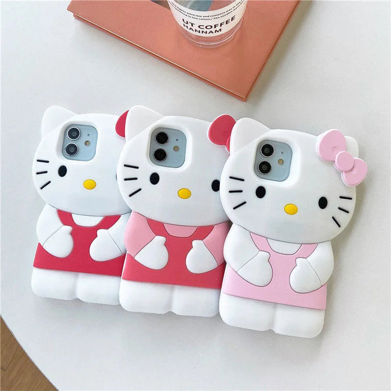 Hello Kitty Cartoon 3D Bow Phone Case For iPhone