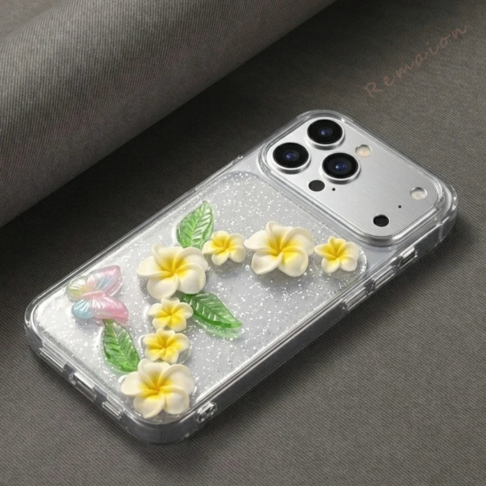 Cute 3D Flower Glitter Phone Case For iPhone