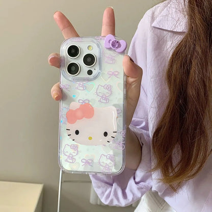 Hello Kitty Bow Stand Purple Bow Phone Case For iPhone