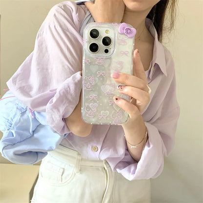 Hello Kitty Bow Stand Purple Bow Phone Case For iPhone