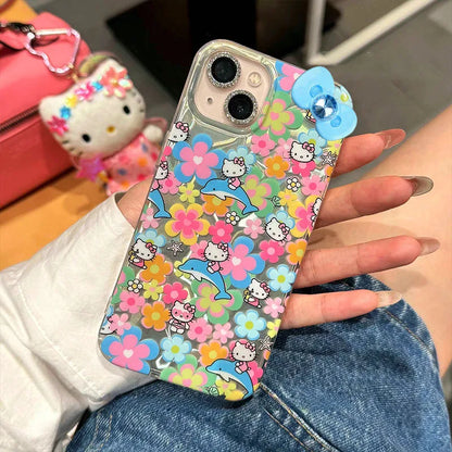 Hello Kitty Flower Dolphin Phone Case For iPhone