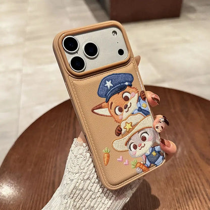 Anime Zootopia 2 Nick Judy Imitation Embroidery Skin Striae Suitable For iPhone
