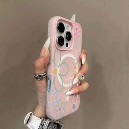 Candy Color For Magsafe Flower Matte Case For iPhone
