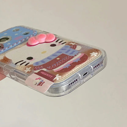 Luxury Cute Flower Lens Leather Scarf Kitty Phone Case For iPhone