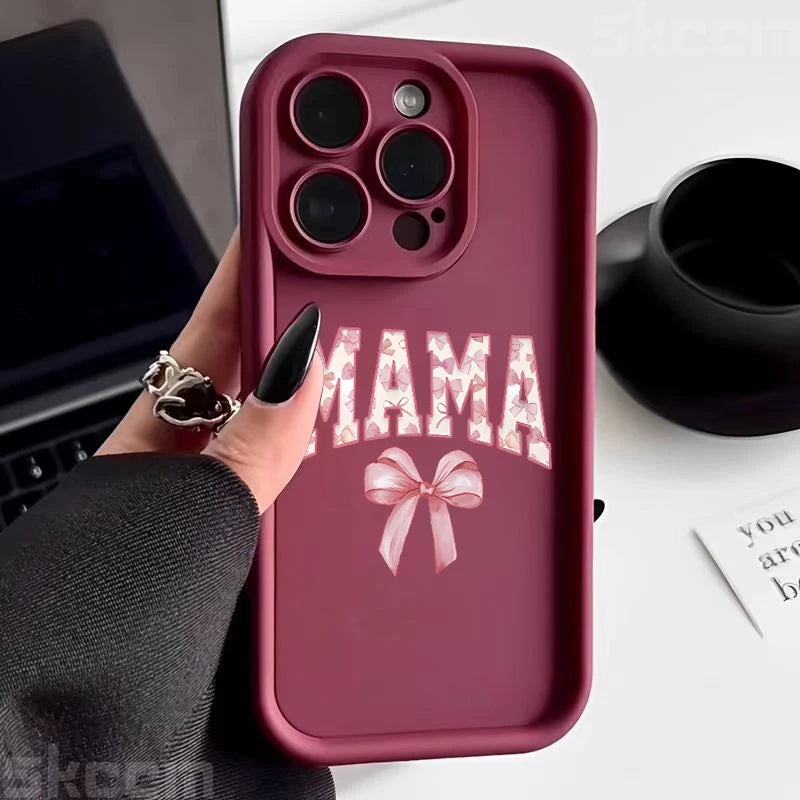 Pink Bow Mom's Letter Pattern Design Phone Case For iPhone