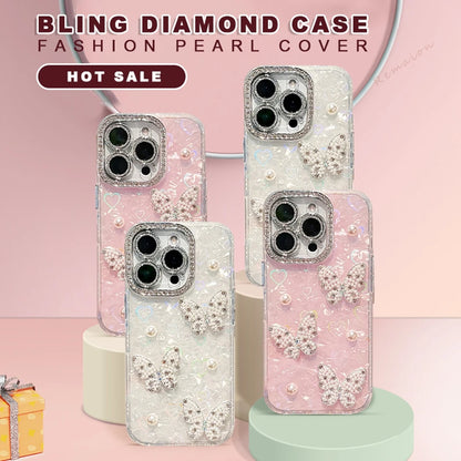 Bling Glitter Heart Pearl Phone Case For iPhone