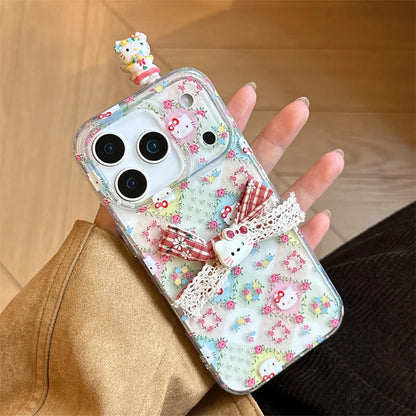 Korean Cute Flower Hellokitty Phone Case For iPhone