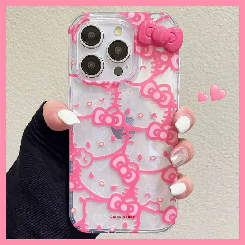 Sanrio Hello Kitty Bow Full Screen Phone Case For iPhone