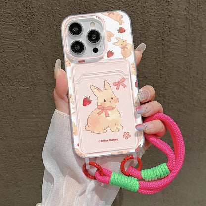 Cute Rabbit Card Slot Bag Holder Phone Case For iPhone