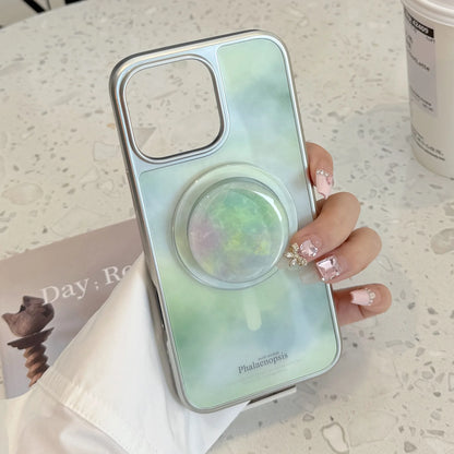 Fashion Gradient Green Marble Pattern Electroplated Phone Case For iPhone