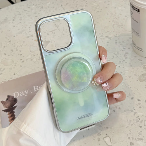 Fashion Gradient Green Marble Pattern Electroplated Phone Case For iPhone