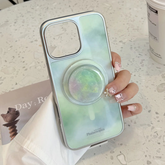 Fashion Gradient Green Marble Pattern Electroplated Phone Case For iPhone