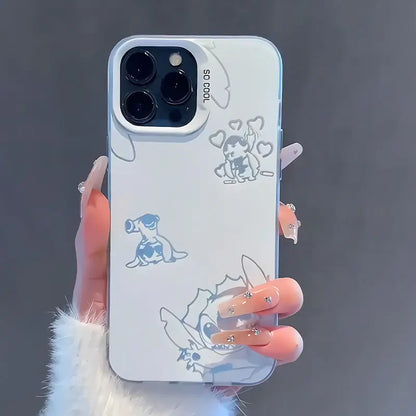 Disney Stitch Cartoon White Phone Case For iPhone