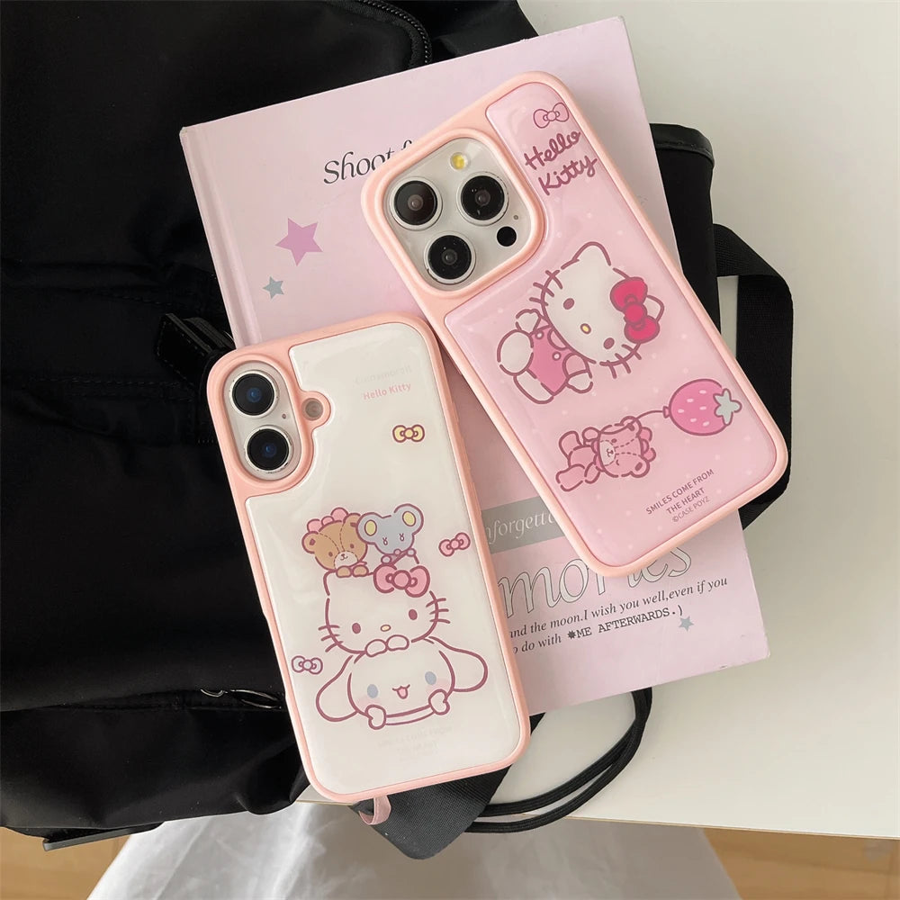 Luxury Cartoon Pink Hello Kitty Cat Bear Phone Case