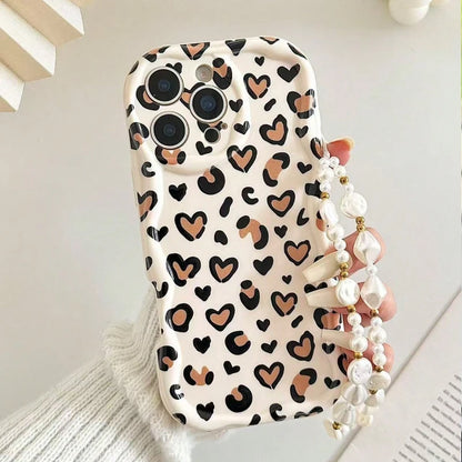 Fashion Leopard Pattern Cream Wave-Shaped Phone Case For iPhone