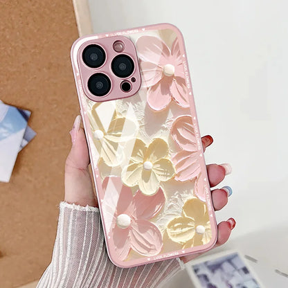 Oil Painting Flower Phone Case For iPhone