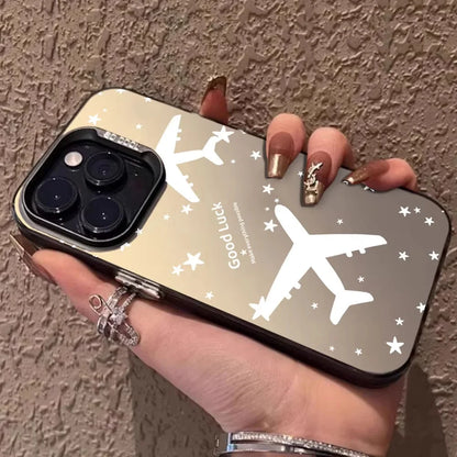 Fashion Stripe Pattern Lens Protect Plating Back Cover Fundas Phone Case