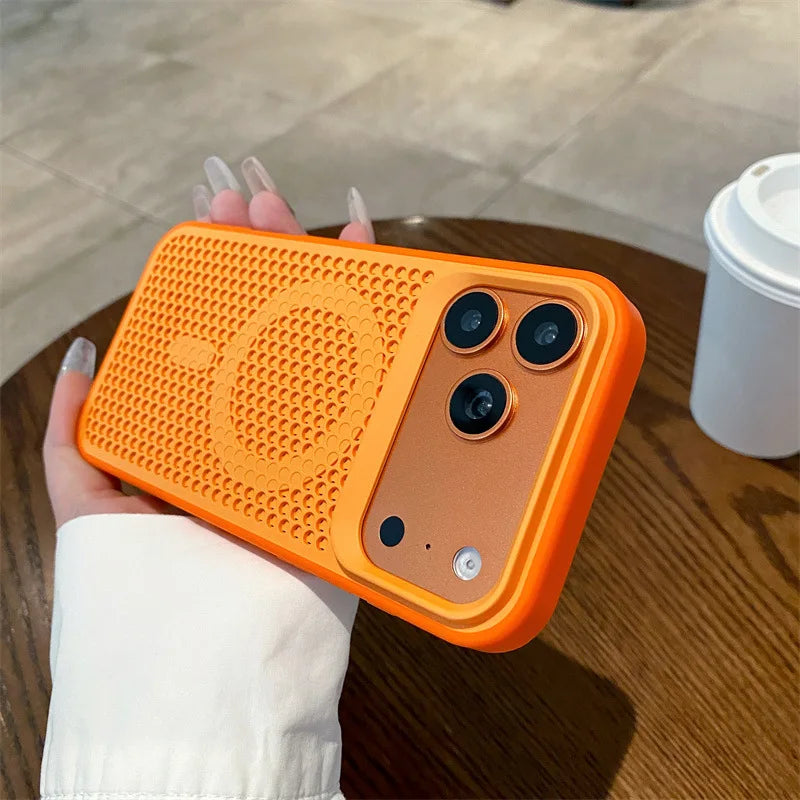 Luxury Solid Colors Heat Dissipation Mesh Phone Case For iPhone