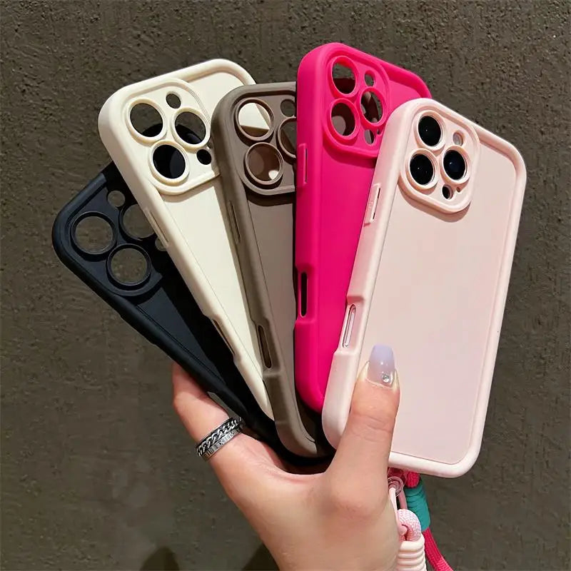 Luxury Colorful Lanyard Soft Phone Case For iPhone