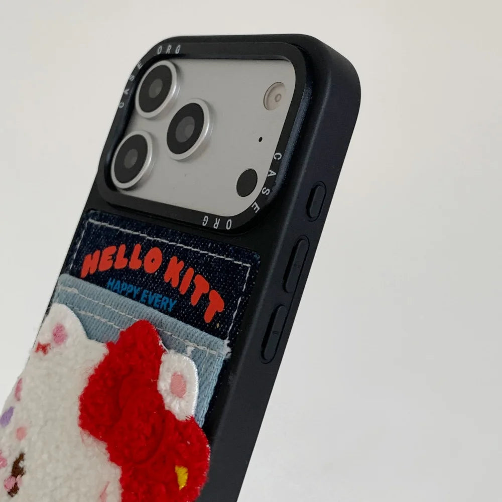 Cowboy Pocket Towel Embroidered Kitty Is Suitable For Apple Phone Case
