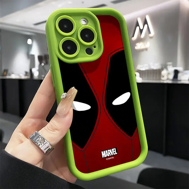 Hot Marvel Deadpool Face Full Screen Phone Case For iPhone