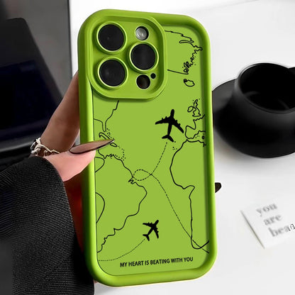 Airplane Route Pattern Phone Case For iPhone
