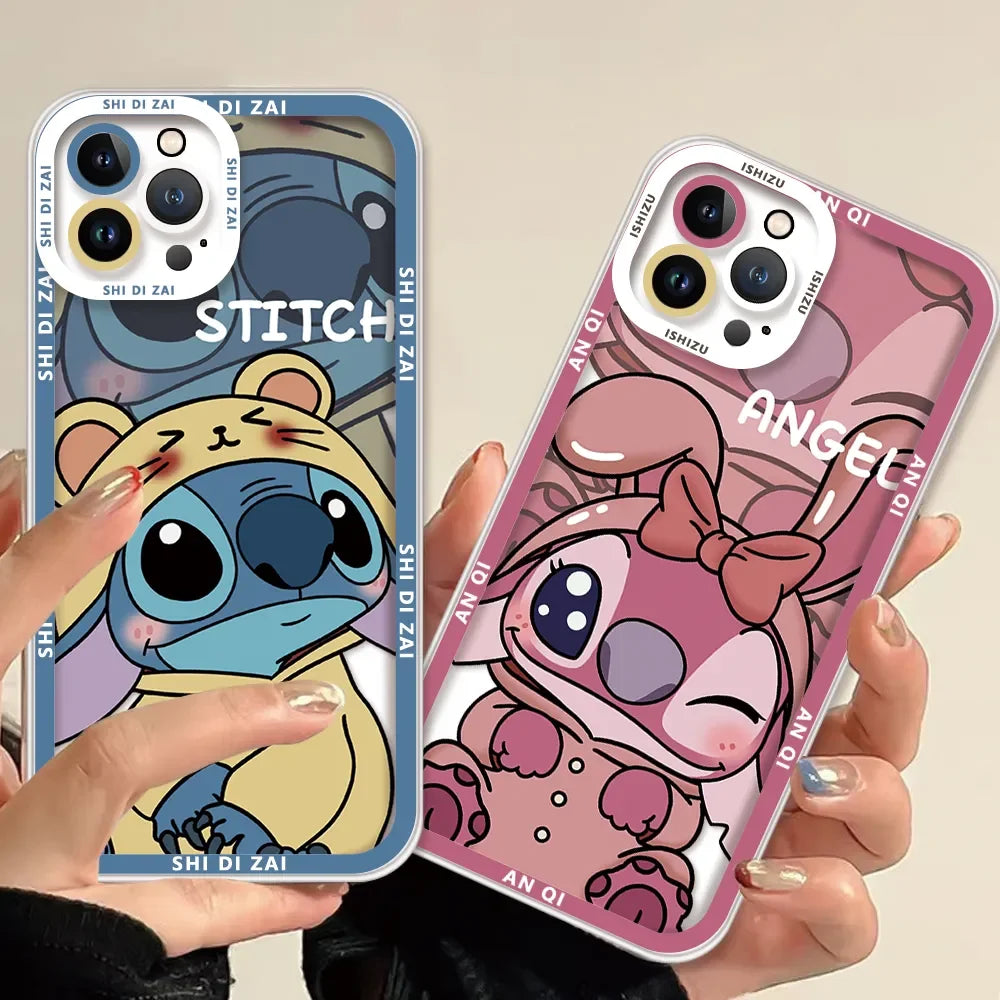 Stitch Angel Lovely Shy Cute Phone Case For iPhone