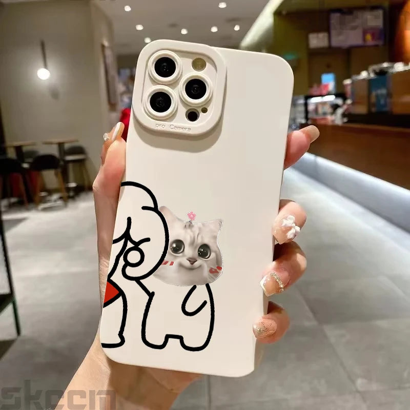 Funny Fitness Shiba Dog And Cat  Couple Phone Case For iPhone