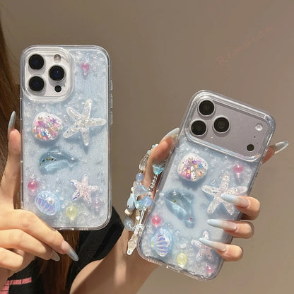 Bling Bling Glitter 3D Cute Starfish Phone Case For iPhone