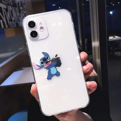 Disney Stitch Transparent Cartoon Cute Phone Case For iPhone