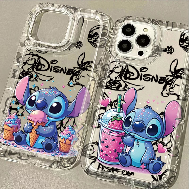 Disney Stitch Clear Phone Case Cute Protective Printing Cover For iPhone